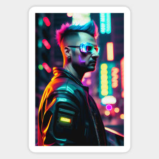 Abstract Cyberpunk Man Magnet